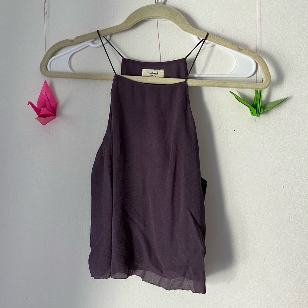Silk high neck cropped top